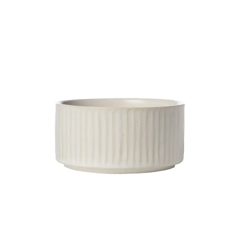 Skål d12 h6 cm räfflad naturvit