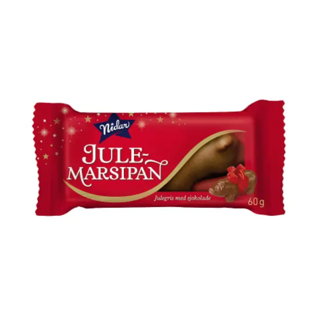 Small Marzipan Pig with Chocolate - Marsipangris med Sjokolade 60g Nidar Julemarsipan