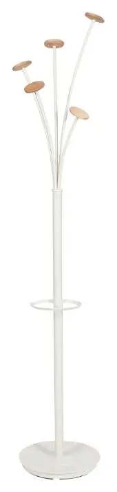 Stumtjener ALBA 5 kroker 187cm hvit/tre