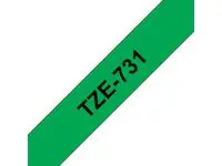 Tape BROTHER TZe-731 12mmx8m sort/grønn