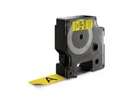 Tape DYMO D1 19mm x 7m sort/gul