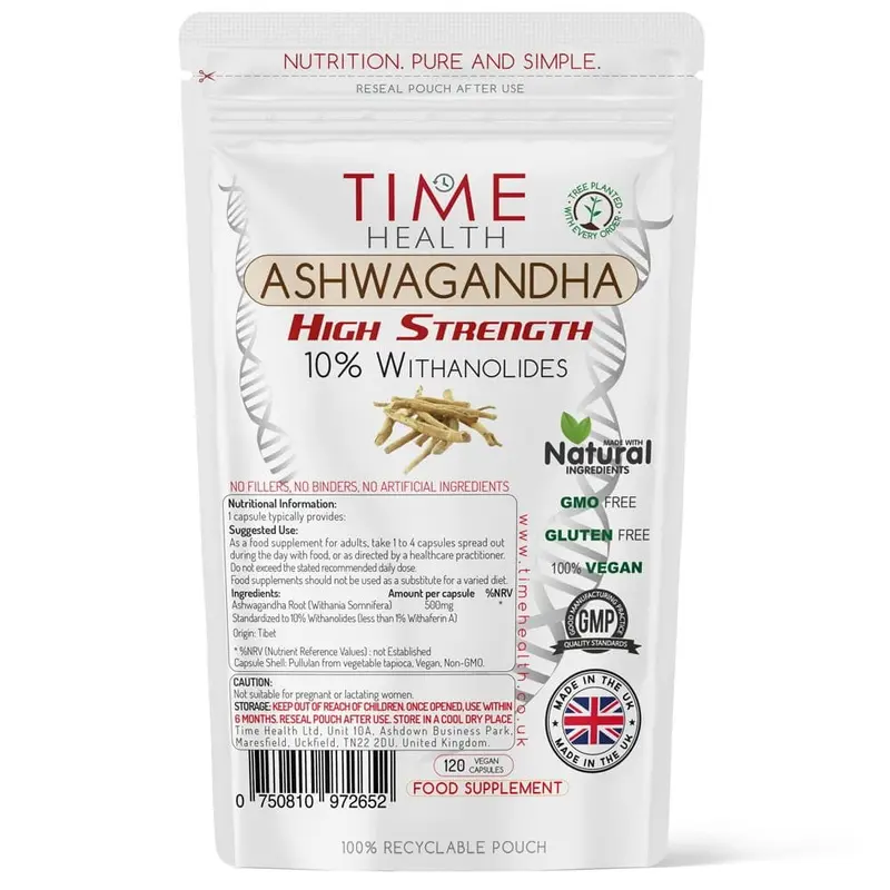 Time Health Ashwagandha Extract 500 mg 10% Withanolides (120 Capsules)