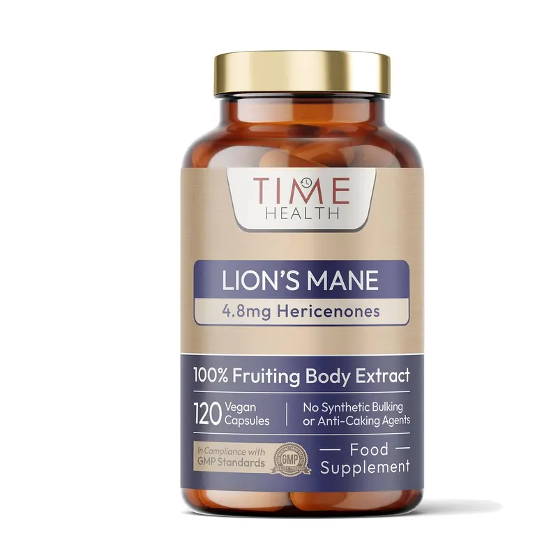 Time Health Lion's Mane NGF 4.8 mg Hericenones – Fruiting Body Extract (120 Capsules)