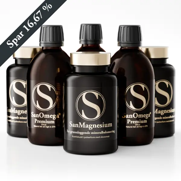 Trippel basispakke - 3 SanMagnesium + 3 SanOmega i valgfri smak! - Abonnement