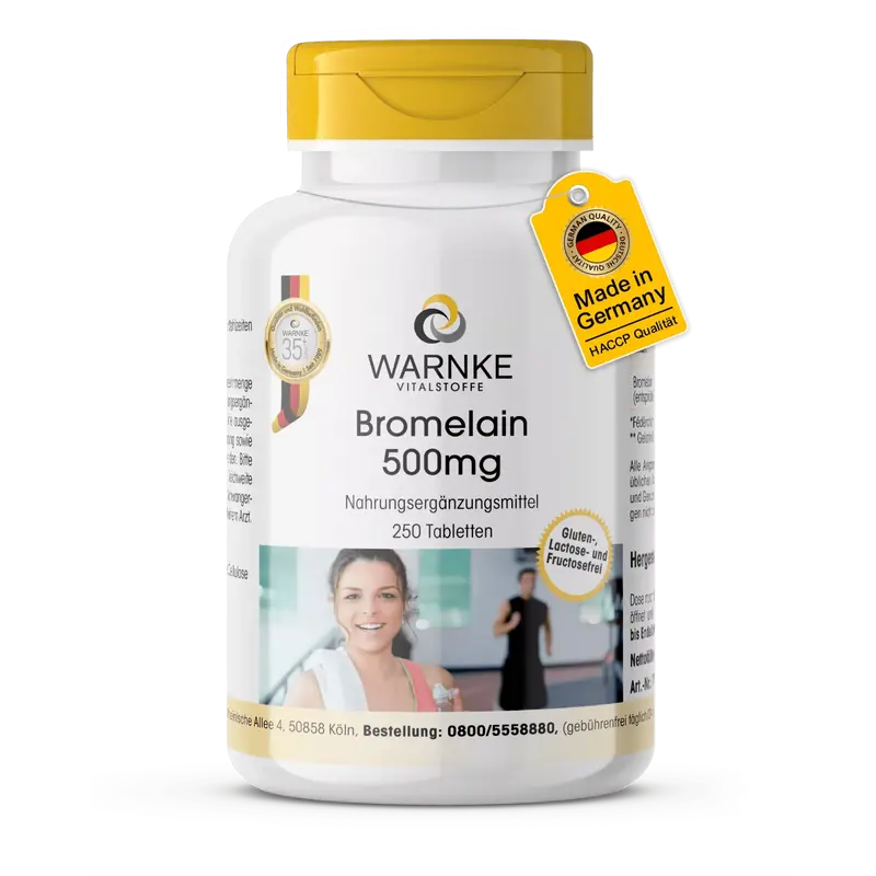 Warnke Bromelain 500 mg 1200 F.I.P. (250 Vegan Tablets)