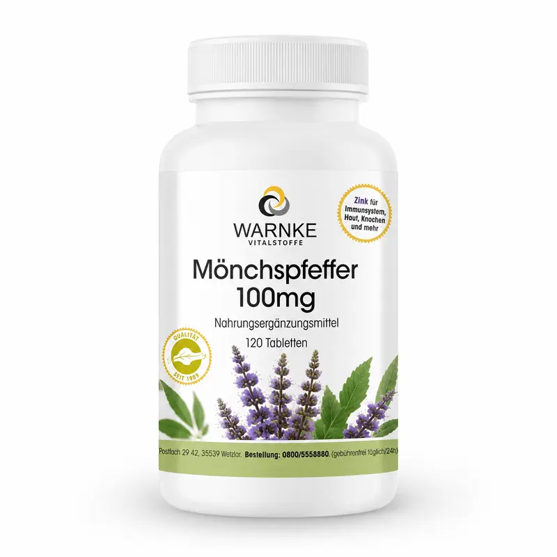 Warnke Chaste Tree (Vitex) 100 mg with Zinc (120 Vegan Tablets)