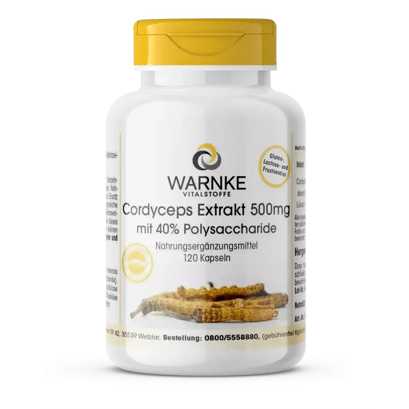 Warnke Cordyceps Extract 500 mg 40% Polysaccharides (120 Capsules)