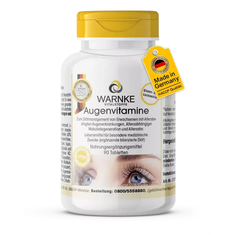Warnke Eye Vitamins with Vitamin A, Riboflavin & Zinc (90 Tablets)
