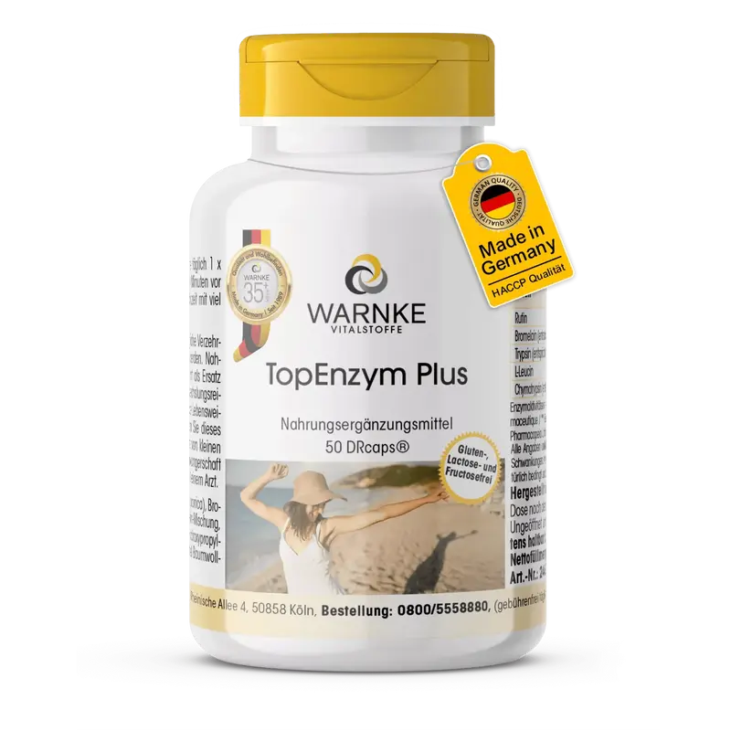 Warnke TopEnzym Plus with Rutin, Bromelain, Trypsin & Chymotrypsin (50 DRcaps)